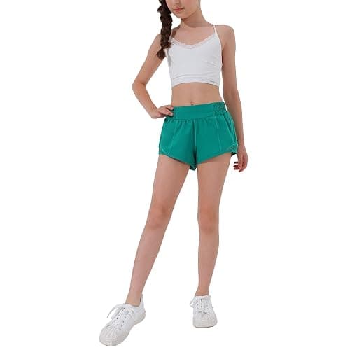 Aurefin Girls Athletic Shorts, Lightweight Running Shorts for Teen Girls Kids Sports Active Short with Zip Pocket and Elastic thumbnail 5