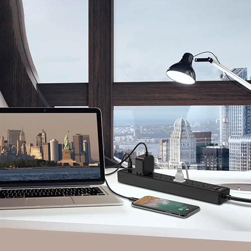 6Ft Power Strip Surge Protector - Yintar Extension Cord with 6 AC Outlets and 3 USB Ports for for Home, Office, Dorm Essentials, 1680 Joules, ETL Listed, (Black) thumbnail 3