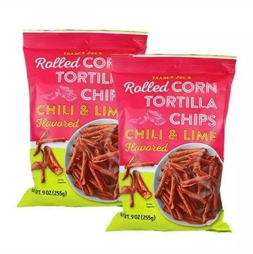Trader Joe's Rolled Corn Tortilla Chips, Chili & Lime Flavored, 2 Pack - Image 1