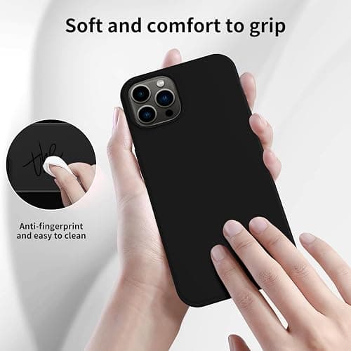 FUNMIKO Compatible with iPhone 15 Pro Max Case with Screen Protector,Upgraded Liquid Silky Soft Silicone,Fashionably Designed for Men Women Girls,Protective Phone Cover,Black thumbnail 2