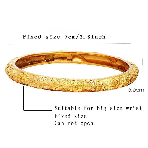 Ethlyn Large Sized Wrist Women Bracelets 2.7inch 18K Gold Plated Fixed Big Size Wrist Bangles Sets (4pcs /lot) thumbnail 3
