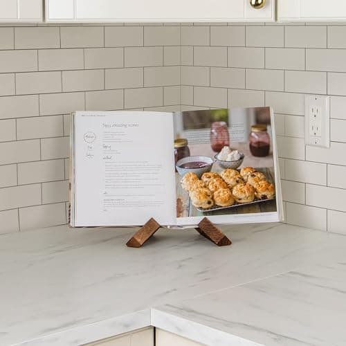 EFFORTICH Cookbook Stand, Wooden Recipe Book Holder, Cook Book Stand for Kitchen Counter, Multifunctional Display, Kitchen Counter Decor - Brown thumbnail 7