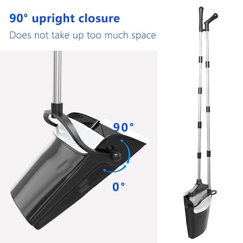 Broom with Dustpan Combo Set (54”) Long Handle Household Dust Pan for Home Office Kitchen Cleaning （Black & Grey） - Black and Grey thumbnail 3