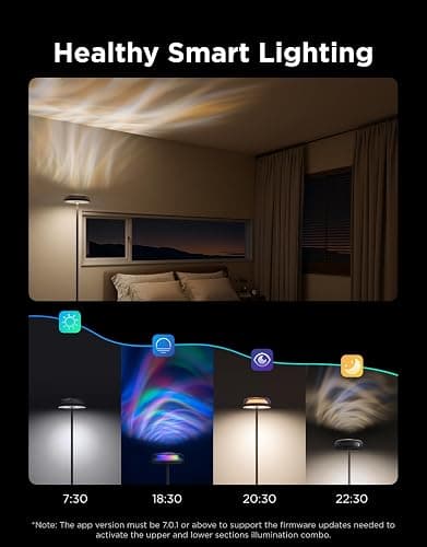 Govee Uplighter Floor Lamp for Living Room, RGBIC Ripple Projector, Floor Lamp for Bedroom Works with Matter, 215 ft² Light Area, 1000lm LED Modern Corner Floor Light, Warm Cool White Standing Lamp thumbnail 6