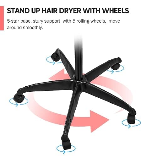 ZENY Stand Up Hair Dryer 1300W Adjustable Floor Hooded Bonnet Hair Dryers with Rolling Wheels Professional Salon Equipment for Beauty Home Hair Drying thumbnail 6