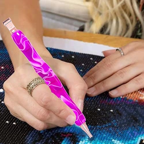 Praise V Do Ergonomic Diamond Painting Art Drill Bead Dot Pen Kit with Screw Steel Silver Metal Tip Nibs Placers Roller Tool Accessories for 5D Diamond Paint Purple thumbnail 2