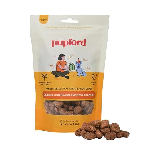 Pupford Crunchies, All-Natural, Healthy, Freeze Dried Treat for Dogs & Puppies (Chicken & Sweet Potato, 5 oz) - Image 1