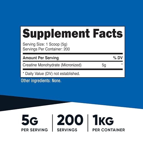 Nutricost Creatine Monohydrate Micronized Powder (1 KG) - Pure Creatine Monohydrate thumbnail 2
