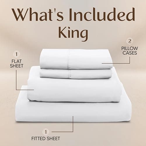 Utopia Bedding King Bed Sheet Set - 4 Piece Bedding - Soft Brushed Microfiber Fabric - Shrinkage & Fade Resistant - Easy Care (White) thumbnail 3