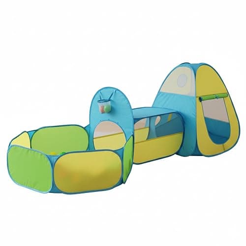 3 in 1 Kids Play Tent with Tunnel & Ball Pit,Pop Up Indoor/Outdoor Playhouse for Boys and Girls,Crawling Tunnel Toy with Fun Toss It Game Zone,Easy Setup Foldable Carry Bag (Balls Not Included) - Image 1