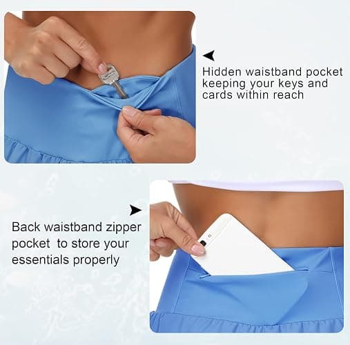 THE GYM PEOPLE Womens High Waisted Running Shorts Quick Dry Athletic Workout Shorts with Mesh Liner Zipper Pockets thumbnail 6