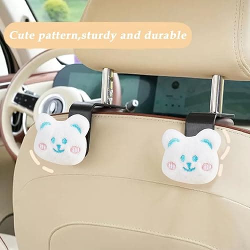 Cow Car Seat Headrest Hook 2 Pack Car Purse Hook Cars Seat Hooks for Headrest Universal for Handbag Bags Drink Grocery Coat Universal Vehicle,Cars Interior Accessories Cow Gifts for Women Men thumbnail 5