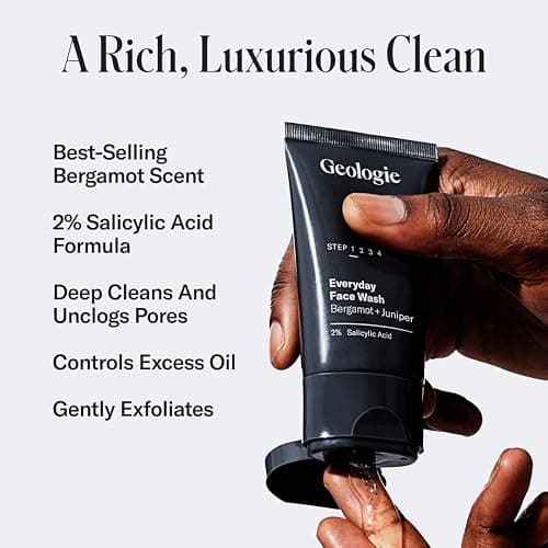 Geologie 2% Salicylic Acid Face Wash Bergamot + Juniper Scent | Facial Cleanser for Men & Women | Acne & Oil Control | Deep Cleansing & BHA Exfoliating Face Wash | 4-Pack thumbnail 2