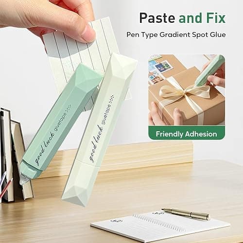 Double Sided Tape Pens, 4PCS Craft Adhesive Glue Applicator, Double Sided Glue Pen for Scrapbooking, Gift Wrapping, Photo Mounting, School Office DIY Crafts (Green) thumbnail 6