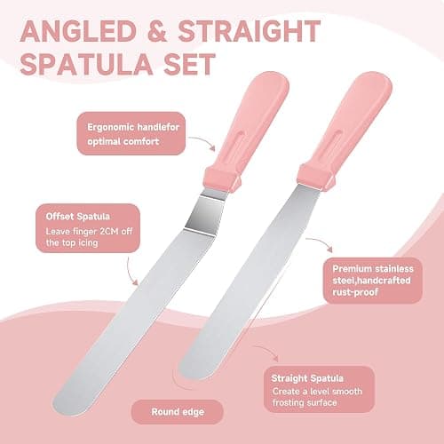 Cake Decorating Kit,137pcs Cake Decorating Supplies with Cake Turntable for Decorating,Pastry Piping Bag,Russian Piping Tips Baking Tools, Cake Baking Supplies for Beginners(Light Pink) thumbnail 4