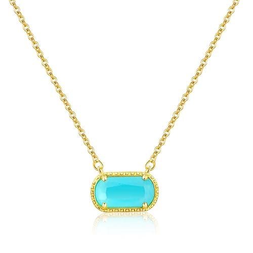 A Golden Cloud Birthstone Necklace for Women 14k Gold Plated Preppy Oval Stone Necklaces Trendy Zircon Pendant Necklaces Birthday Gifts for Women Mom Wife Friends - Image 1