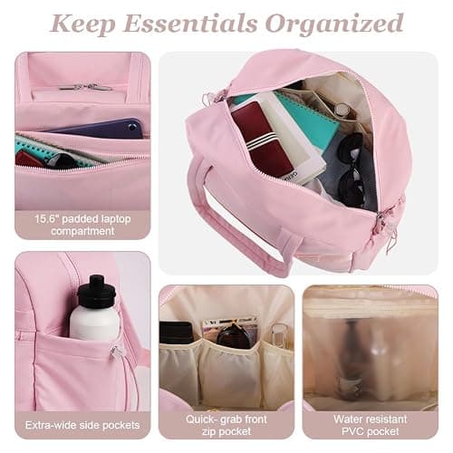 HOTUT Womens Gym Bag,Easyjet Cabin Bag 43x30x18 Underseat,Large Holdall/Cabin/Hospital/Travel Duffel/Gym Bag with Wet Pocket,Ultra Lightweight,for Sports and Travel thumbnail 5