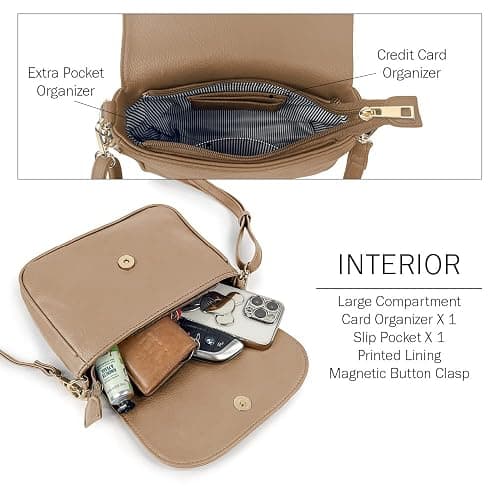 EVVE Small Crossbody Bags for Women Trendy Flap Saddle Purses with Tassel Vegan leather Shoulder bag | Small, Trendy, Flap, Purses, with Tassel, Small thumbnail 4