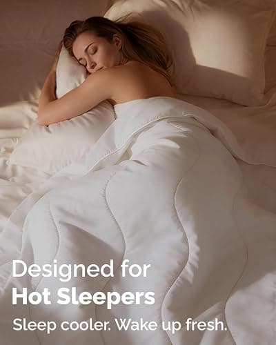Cooling Comforter Full/Queen Size - Cooling Blanket for Hot Sleepers and Night Sweats - Summer Comforter for Full & Queen Size Beds - Soft, Comfy, Breathable Cold Blanket for Sleeping - 90x90 (White) thumbnail 3
