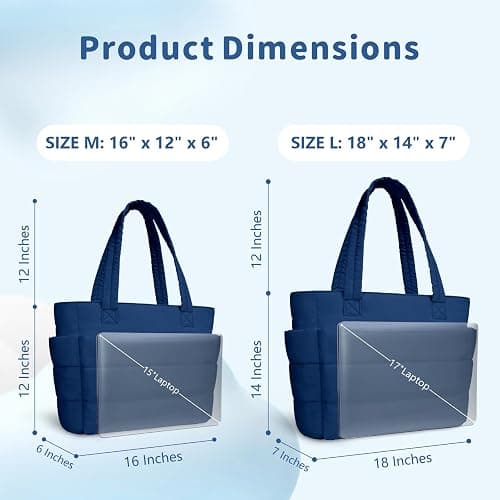 TOPDesign Puffer Tote Bag for Women, Lightweight Puffy Handbag with Compartments, Quilted Shoulder Bag for Work, Travel, Gym thumbnail 5