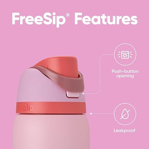 Owala FreeSip Insulated Stainless Steel Water Bottle with Straw for Sports and Travel, BPA-Free Sports Water Bottle, 32 oz, Pink, Angel Food Cake thumbnail 4