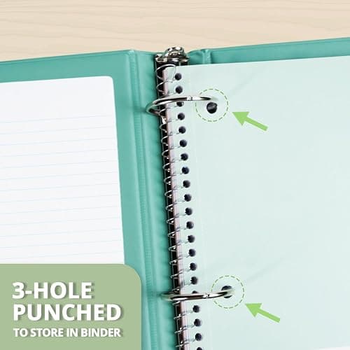 ONAVIA 1 Subject Spiral Notebook, 5 Pack, College Ruled, 8" x 10-1/2", 70 Sheets, 3-Hole Punched Paper, Subject Notebook for School, Study, Pink thumbnail 5