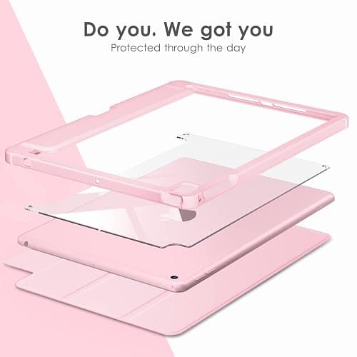 VIKESI for iPad 6th / 5th Generation 9.7 inch Case (2018/2017), iPad Air 2 & 1 (2014/2013) Case, Clear Back, Smart Cover [Built-in Pencil Holder, Auto Sleep/Wake] - Pink thumbnail 4