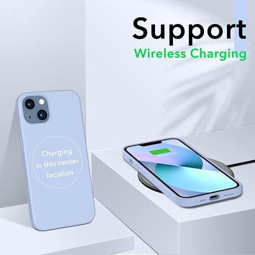 ORNARTO Compatible with iPhone 13 Case 6.1, Slim Liquid Silicone 3 Layers Full Covered Soft Gel Rubber Phone Case Protective Cover 6.1 Inch-Light Blue thumbnail 5