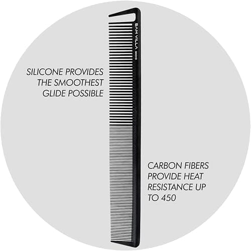 SAM VILLA Signature Series Long Cutting Comb, Black thumbnail 6