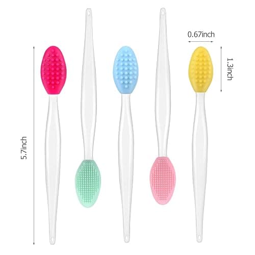 5Pcs Lip Scrubber Exfoliator,Pore Scrub Brush for Face,Nose Scrubber,Silicone Lip Pore Cleansing Brush for Exfoliating, Massageing, Blackheads Removal, Color Skin Care, DIY Masks thumbnail 7