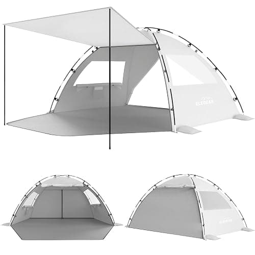 Elegear CumbreX™ Beach Tent Sun Shelter with Canopy, 4-5 Person Pop Up Beach Tent, Easy Setup UPF 50+ UV Protection Portable Lightweight Double Silver Coating Cabana Sun Shade Shelter - Silver - Image 1