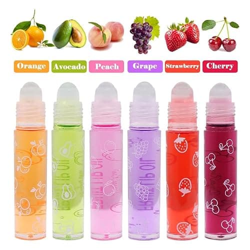 Baorder 6Pcs Roll-On Lip Gloss Set,Fruit Flavored Roll On Rollerball Lip Oil,Transparent Plumping Lip Gloss,Non Toxic Lip-Makeup Set thumbnail 6