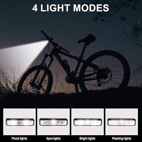 Bike Lights, 17 LED 25500 Lumen Bicycle Light with 4 Modes, 10000mAh USB Rechargeable Bike Light, Bike Headlight with Digital Power Display, Wide Beam Bike Lights for Night Riding - W605 thumbnail 3