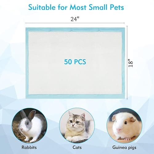Fhiny 50 PCS Rabbit Pee Pads 18" x 24" Thicken Bunny Pee Pads Disposable Super Absorbent and Leak-Proof Potty Pad for Puppy Cats Guinea Pigs Chinchillas and Other Small Animals thumbnail 2