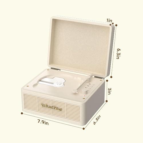 WhatPlus Portable CD Player with Bluetooth 5.2, Rechargeable Battery & Built-in Speakers – Hi-Fi Retro Suitcase Design for Home Decor, AUX/TF Card Support – Ideal Gift (Vintage White) thumbnail 7