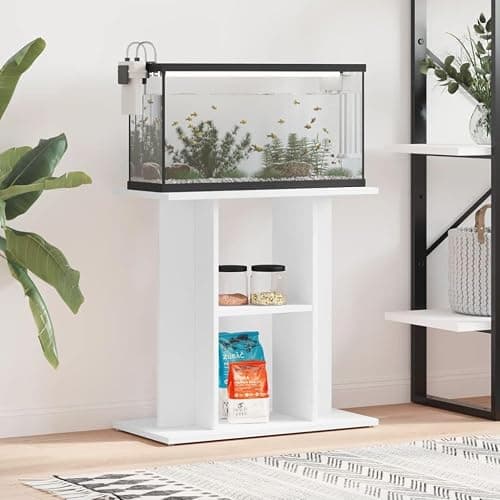 vidaXL Support pour aquarium, Blanc, 60x30x60 cm, Bois d’ingénierie, Meuble pour aquarium avec rangement, Armoire 3 étagères, Usage intérieur, Polyvalent thumbnail 2