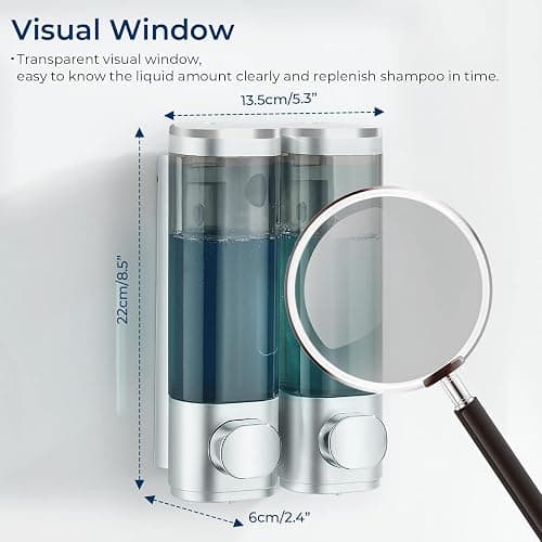 Modunful Shower Dispenser - 2 Chamber No Drill Mounted Shampoo & Conditioner Dispenser for Bathroom (Silver) - Silver 2 Chamber thumbnail 3