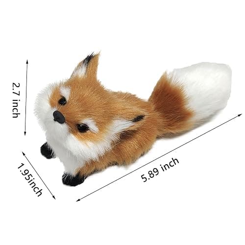 GUDVES Simulation Brown Fox Toy Furs Squatting Fox Model Home Decoration and Kids' 6-Inch Plush Mini Fox (Pitching) thumbnail 2