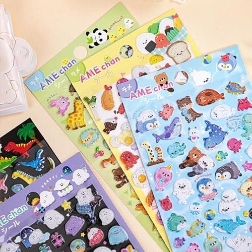 3D Cute Puffy Stickers 6 Sheets Kawaii Tiny Stickers Animal Puff Sticker Cartoon Design Glitter Sticker for Kids Adults Scrapbooks Laptops Phone Cases Journal thumbnail 5