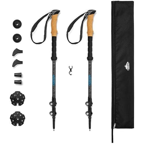 Cascade Mountain Tech Trekking Poles - Carbon Fiber Walking or Hiking Sticks with Quick Adjustable Locks - Image 1