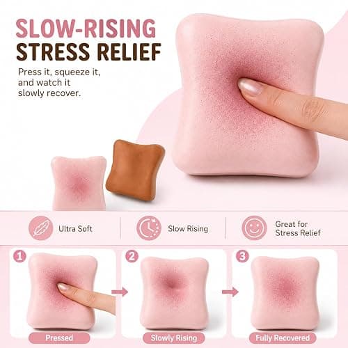 Sticky Bread Squishy Fidget Toys,Slow Rising Butter Squishy Toy,Moist and Soft Stress Toast Balls,Stress Relief & Fidget Toys for ADHD,Party Favor Gift (Pink A-1pcs) thumbnail 3