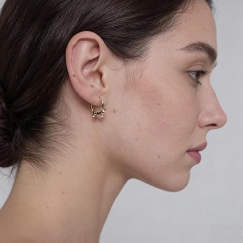 RUKYF Gold Plated Star,Koi Fish & Dachshund Hoop Earrings - Cute Animal Huggie Earrings for Women - Hypoallergenic, Dainty & Lightweight - Gift for Pet Loves thumbnail 4