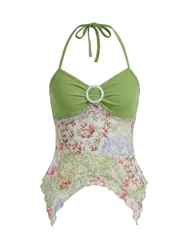 Verdusa Women's Y2k Halter Top Fairy 2000s Clothing Asymmetrical Going Out Tops Aesthetic Whimsical Clothes - Image 1