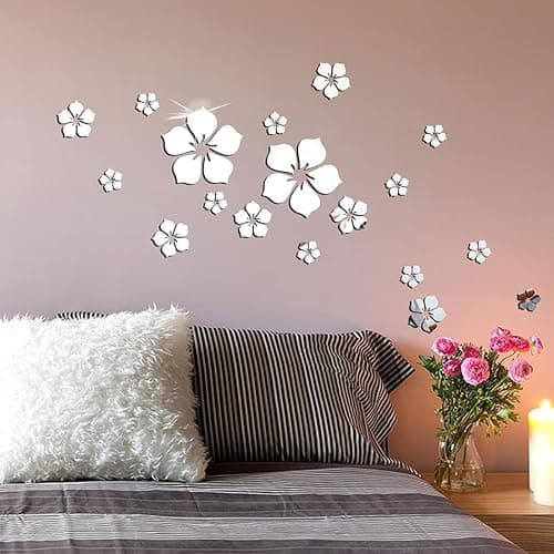 QEXUJOW Wandaufkleber,18 Stück Spiegel Wandaufkleber,DIY Kunst Wandtattoos,Verwendet für Die Hintergrunddekoration Von Schlafzimmer,Badezimmer,Zimmer,Wohnzimmer(Silber) thumbnail 5