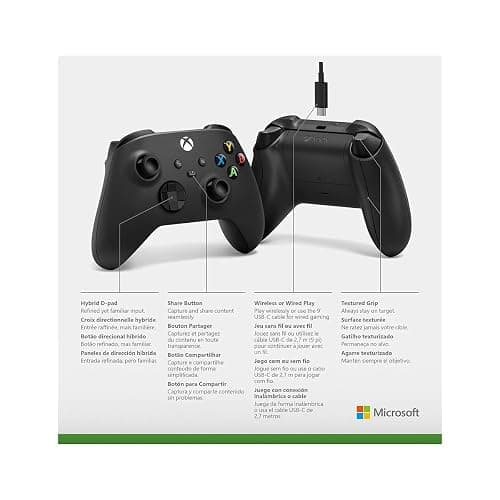 Microsoft Xbox Core Wireless Controller + USB-C Cable – Carbon Black thumbnail 5