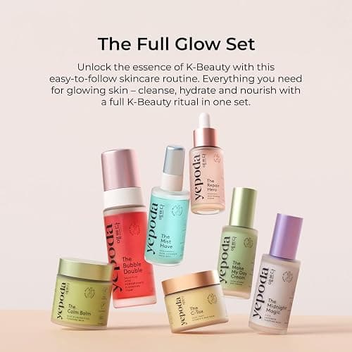 Yepoda The Full Glow Set, set di skincare da 7 pezzi con detergenti, tonico, siero, maschera e creme, skincare coreana vegana, testata e approvata per tutti i tipi di pelle thumbnail 2