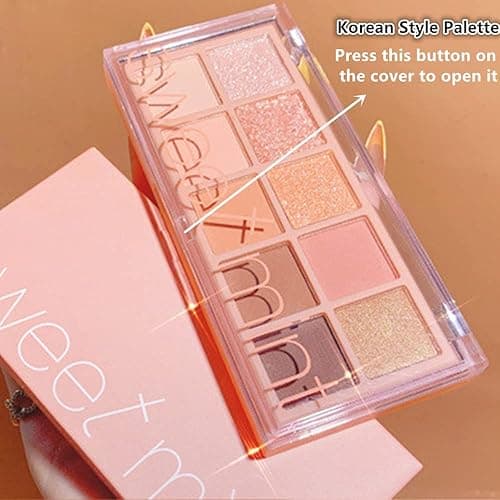 Go Ho 10 Colors Eyeshadow Palette,Matte&Glitter&Shimmer Eyeshadow Korean Makeup,Long Lasting Blendable Shades,Naturing-Looking,Waterproof Cool Eye Shadow Makeup Palette,01 - 01 Colors Peach Style thumbnail 2
