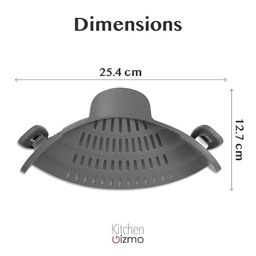 Kitchen Gizmo Snap N' Strain - Silicone Pasta Strainer Clip-On for Pots and Pans - Heat Resistant Colander for Vegetables and Noodles - Kitchen Gadgets for Cooking - Space-Saving Design - Gray thumbnail 3