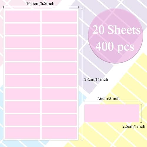 Starboling Color Coding Labels,400 PCS 1" x 3" Pink Rectangular Colored Labels Stickers,for Garage Sale,Price Tags,File Folder Tabs,and Classroom Organization thumbnail 3