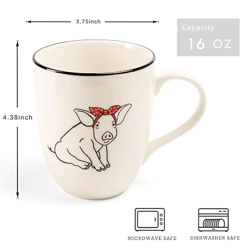 LEHAHA Farmhouse Coffee Mugs Set,16 OZ Animal Large Ceramic Mugs with Handle, Set of 6, Christmas Porcelain Cups for Coffee, Tea, Cocoa, Office and Home Use, Practical Gift, Assorted Design thumbnail 3